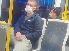 Scally Hands In Trackies – Public Wanking On Tram